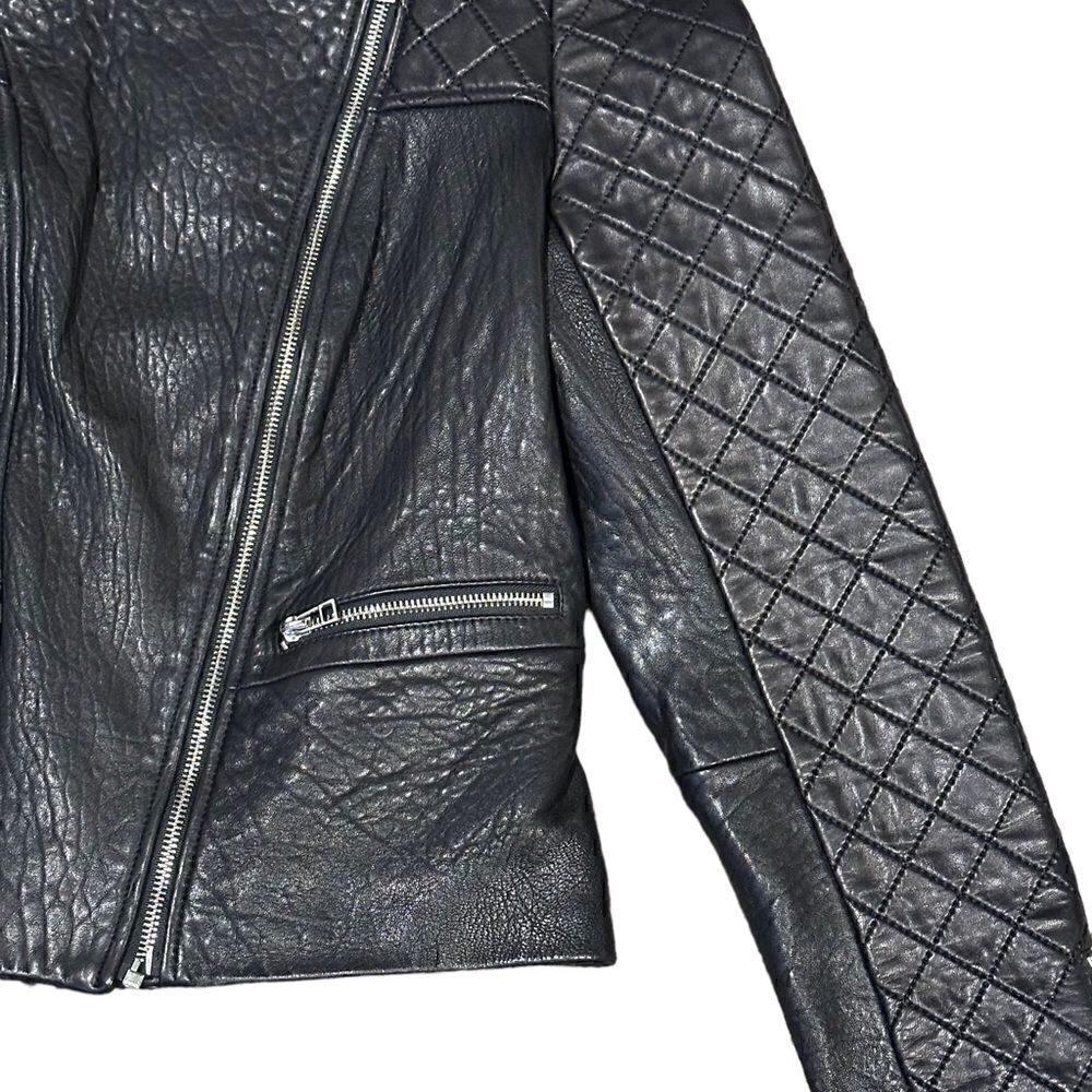 Dawn Levy Black Quilted Genuine Leather Moto Jacket Size Small - Picture 4 of 8